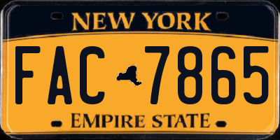 NY license plate FAC7865