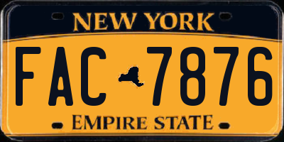 NY license plate FAC7876
