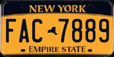 NY license plate FAC7889