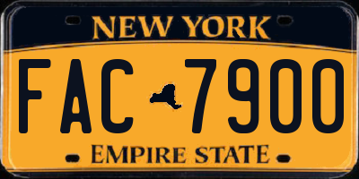 NY license plate FAC7900