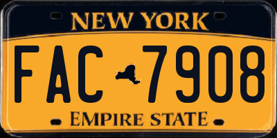 NY license plate FAC7908