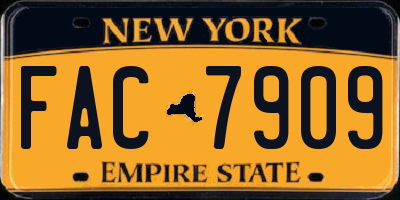 NY license plate FAC7909