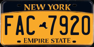 NY license plate FAC7920