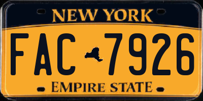 NY license plate FAC7926