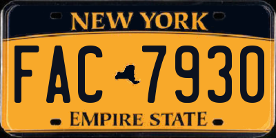 NY license plate FAC7930