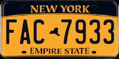 NY license plate FAC7933