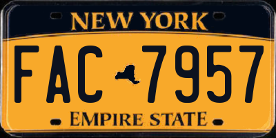 NY license plate FAC7957