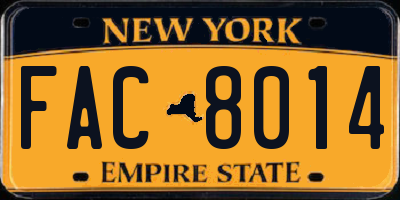 NY license plate FAC8014