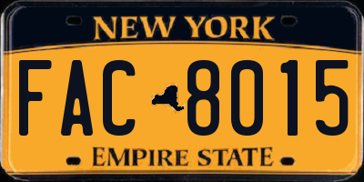 NY license plate FAC8015