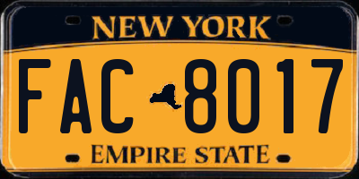 NY license plate FAC8017