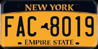 NY license plate FAC8019
