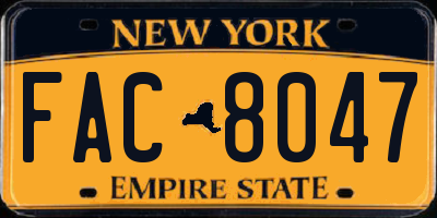 NY license plate FAC8047