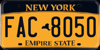 NY license plate FAC8050