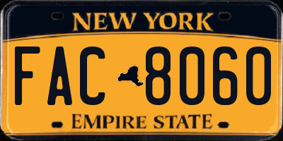 NY license plate FAC8060