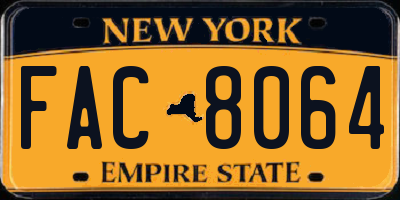 NY license plate FAC8064