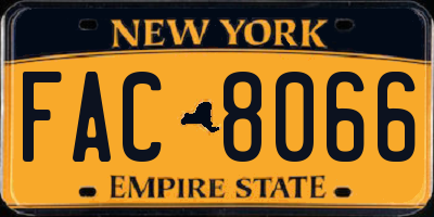 NY license plate FAC8066