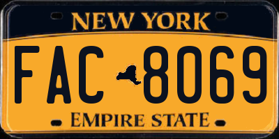 NY license plate FAC8069