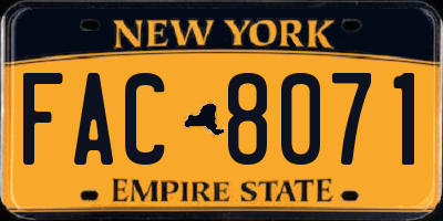 NY license plate FAC8071