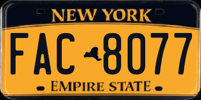 NY license plate FAC8077