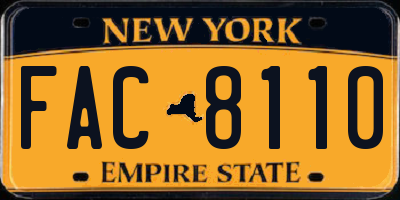 NY license plate FAC8110