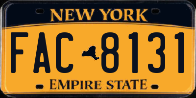 NY license plate FAC8131