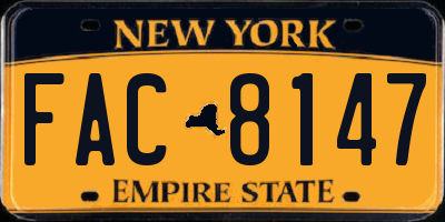NY license plate FAC8147