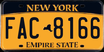 NY license plate FAC8166