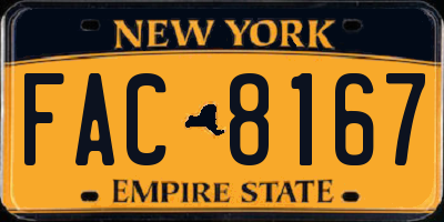 NY license plate FAC8167