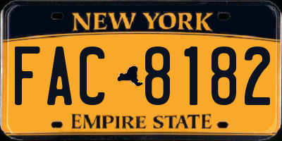 NY license plate FAC8182