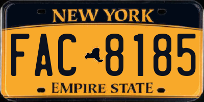 NY license plate FAC8185