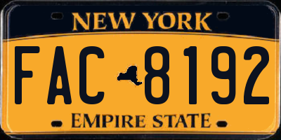 NY license plate FAC8192