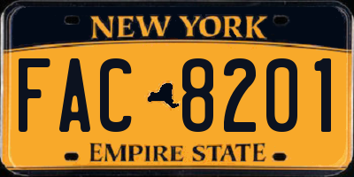 NY license plate FAC8201