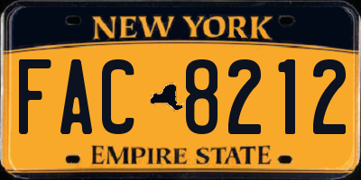 NY license plate FAC8212