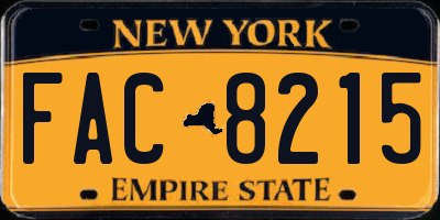 NY license plate FAC8215