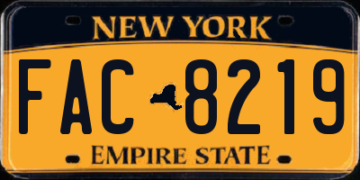 NY license plate FAC8219