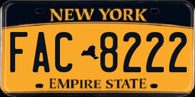 NY license plate FAC8222
