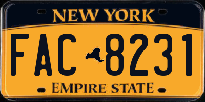NY license plate FAC8231