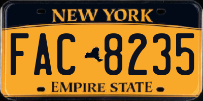 NY license plate FAC8235