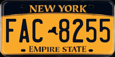 NY license plate FAC8255
