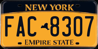 NY license plate FAC8307