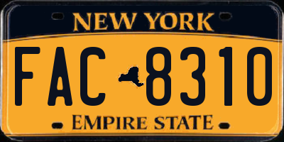 NY license plate FAC8310