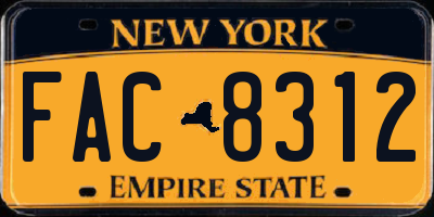 NY license plate FAC8312