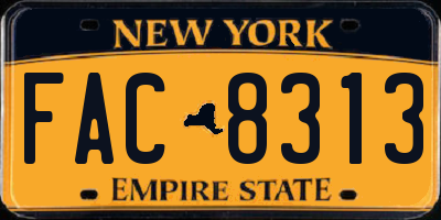 NY license plate FAC8313