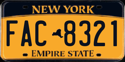 NY license plate FAC8321