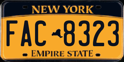 NY license plate FAC8323