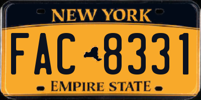 NY license plate FAC8331