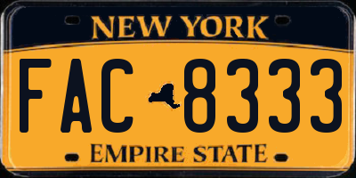 NY license plate FAC8333