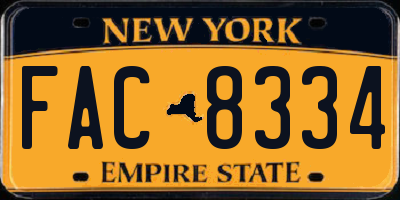 NY license plate FAC8334