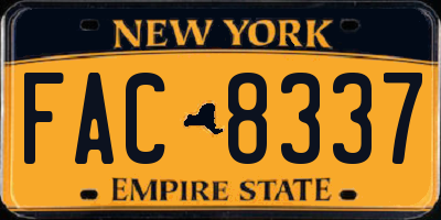 NY license plate FAC8337