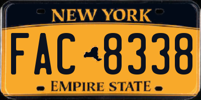 NY license plate FAC8338